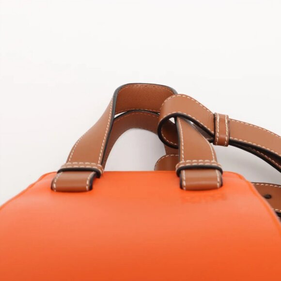 Loewe Hammock Drawstring Medium Straw Leather Shoulder Bag Brown x Orange - Picture 6 of 15